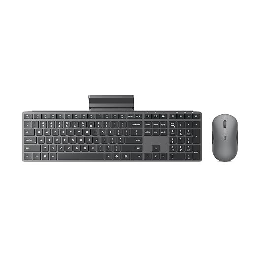 Lenovo 700 Modern Wireless Keyboard & Mouse Combo, 2.4 GHz Dongle & Dual Bluetooth Connection, AES-128 Encryption, 36 Month Battery Life, Quiet Mouse, Luna Grey.
