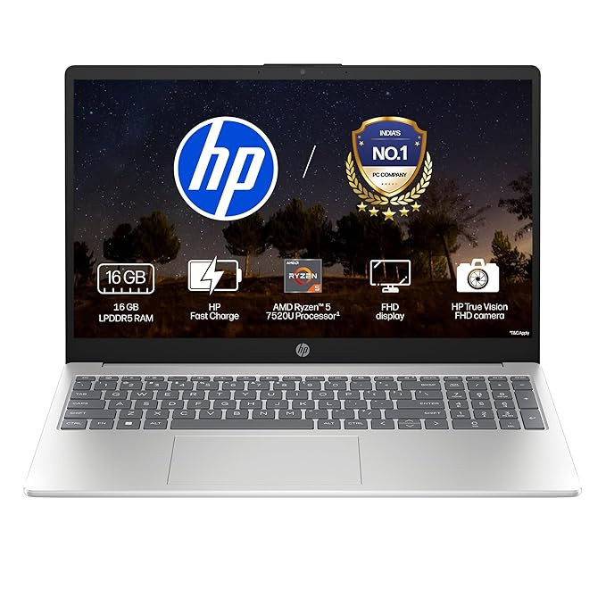 HP 15, AMD Ryzen 5 7520U (16GB DDR4, 512GB SSD) FHD, Anti-Glare, Micro-Edge, 15.6''/39.6cm, Win11, M365 Basic(1yr), Offic24, Silver,1.59kg, fc0806AU/690AU, FHD Camera w/Privacy Shutter, Backlit Laptop.