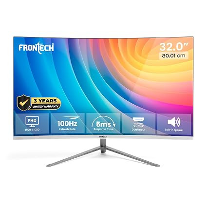 FRONTECH Ultima Series 32 Inch (80.01 cm) with 1920x1080 Pixels Curved LED Monitor Full HD| Refresh Rate 75 Hz | VA Panel| Ultra Slim |Bezel Less Design |16.7M Colors | HDMI & VGA Ports (MON-0081)
