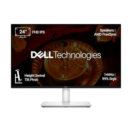 Dell S2425HSM 24"/60.45cm FHD Monitor|Ash White|144Hz Refresh|99% Srgb, 300 cd/m2 Brightness|IPS Panel, 1ms| Contrast 1500:1| 2xHDMI, Built-in 3W Dual Speakers|Warranty 3 Years, Ergonomic|AMD FreeSync