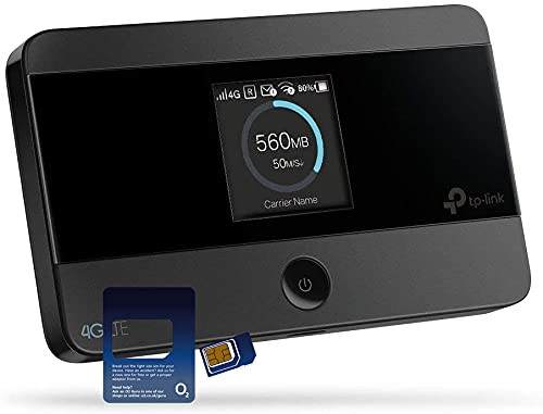 TP-Link M7350 4G Cat4 LTE Mobile WiFi with O2 Data SIM Card Bundle.