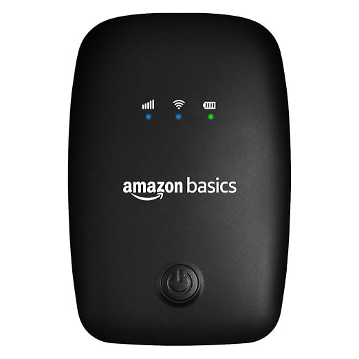 Amazon Basics 4G LTE Wireless Dongle with All SIM Support, Plug & Play USB Data Card with Type-C Connector, 150Mbps WiFi Hotspot, 2100mAh Battery, SIM Adapter Included (Black).