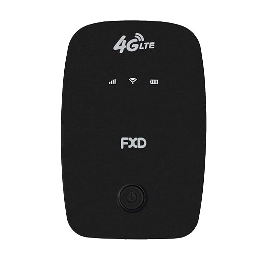 FXD 4G LTE Wireless Dongle with 150Mbps WiFi Hotspot | Multi SIM Support, Plug and Play Data Card, 2100mAh Rechargeable Battery, Portable Internet Device (Black).