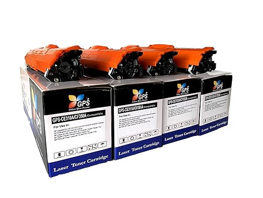 GPS 126A 4-Color Toner Cartridges Combo Pack (CE310A Black, CE311A Cyan, CE312A Yellow, CE313A Magenta) Compatible for HP Color LaserJet CP1025, CP1025nw, MFP M175a, M175nw, M176n, M177fw, M275