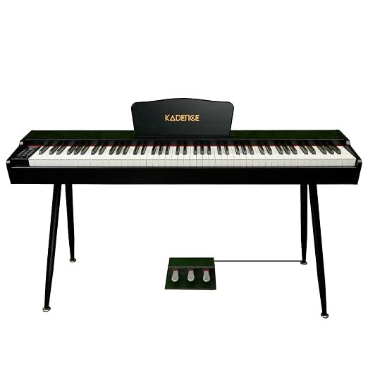 Kadence DP01WBK GEN25 Digital Piano | 88 Weighted Progressive Hammer Keys | Portable with Wooden Stand, Triple Pedal, MIDI | French Dream Chip | 2025 Edition | Black.