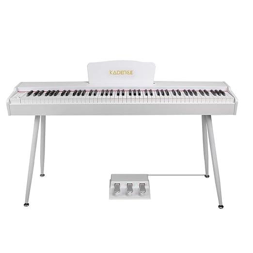Kadence DP01WWH GEN25 Digital Piano | 88 Weighted Progressive Hammer Keys | Portable with Wooden Stand, Triple Pedal, MIDI | French Dream Chip | 2025 Edition | White.