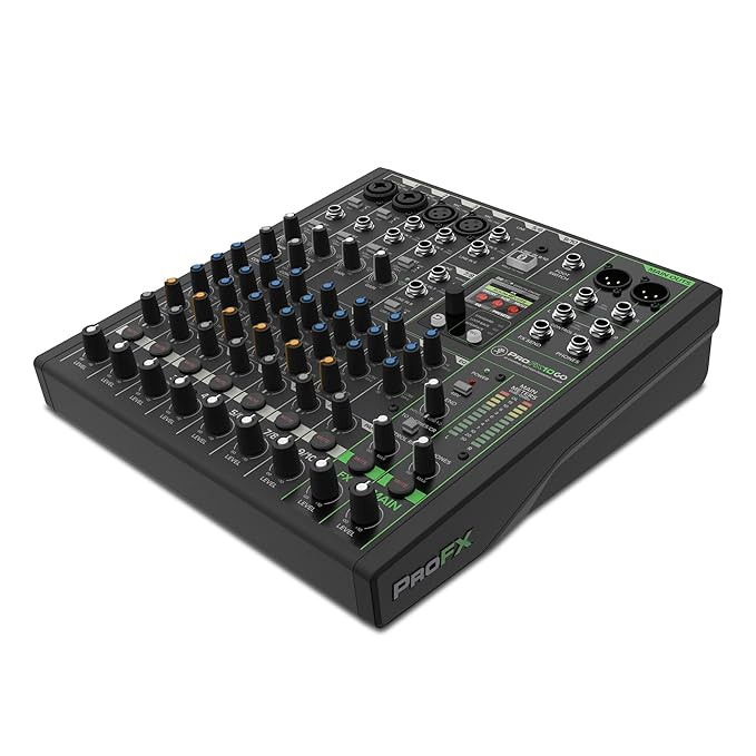 Mackie ProFX10 GO 10-Channel Battery Powered Analog Mixer Bluetooth, USB-C Recording Modes, GigFX Plus Effects, Onyx Preamps, EQ, Compression, Up to 8 Hours Battery Life