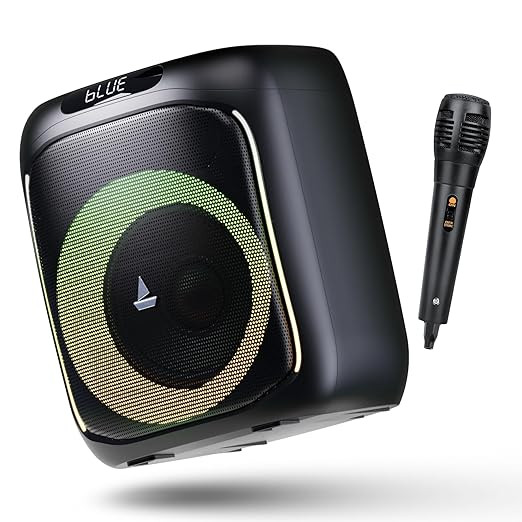 boAt Partypal 185 Speaker with 50 W Signature Sound, Karaoke with Mic, Up to 6 hrs Playtime, TWS Mode, Bluetooth v5.0, AUX Port, & USB Type-C Port(Midnight Black)