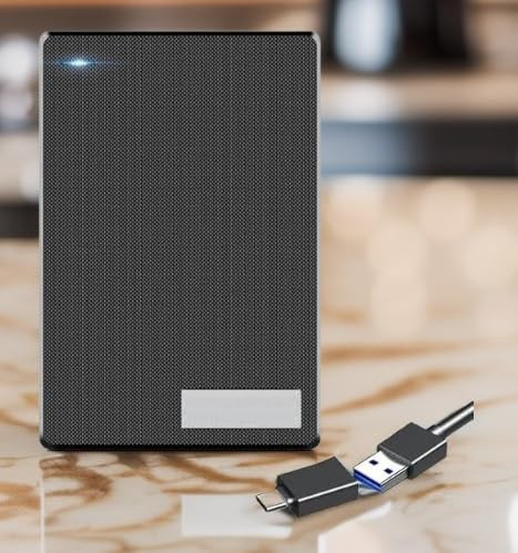 500GB External Portable 2-in-1 Type C & USB 3.0 High Speed Ultra Slim Hard Drive -, Compatible with PC, Mac, Laptop, Linux, PS4, Xbox, iPad, Tablet, Mobile (Black) - 500GB Slim Compact Drive