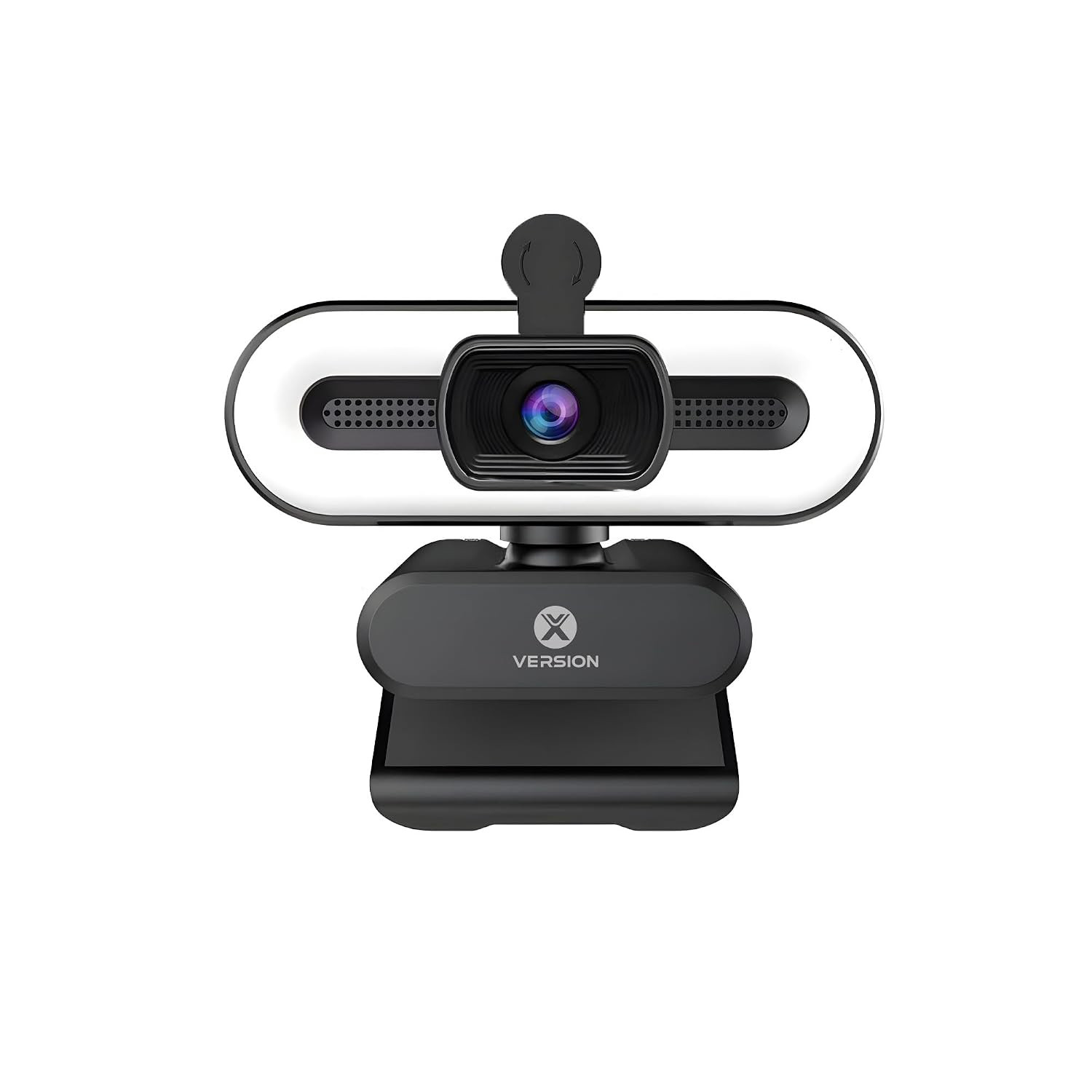 Webcam Full HD 1080p with Built-in Microphone and 3 Colour LED Light, XVersion USB Plug & Play Web camera for PC/Laptop/Streaming/Meetings/ 360 Degree Rotation, 1 Year Manufacturer Warranty - Black