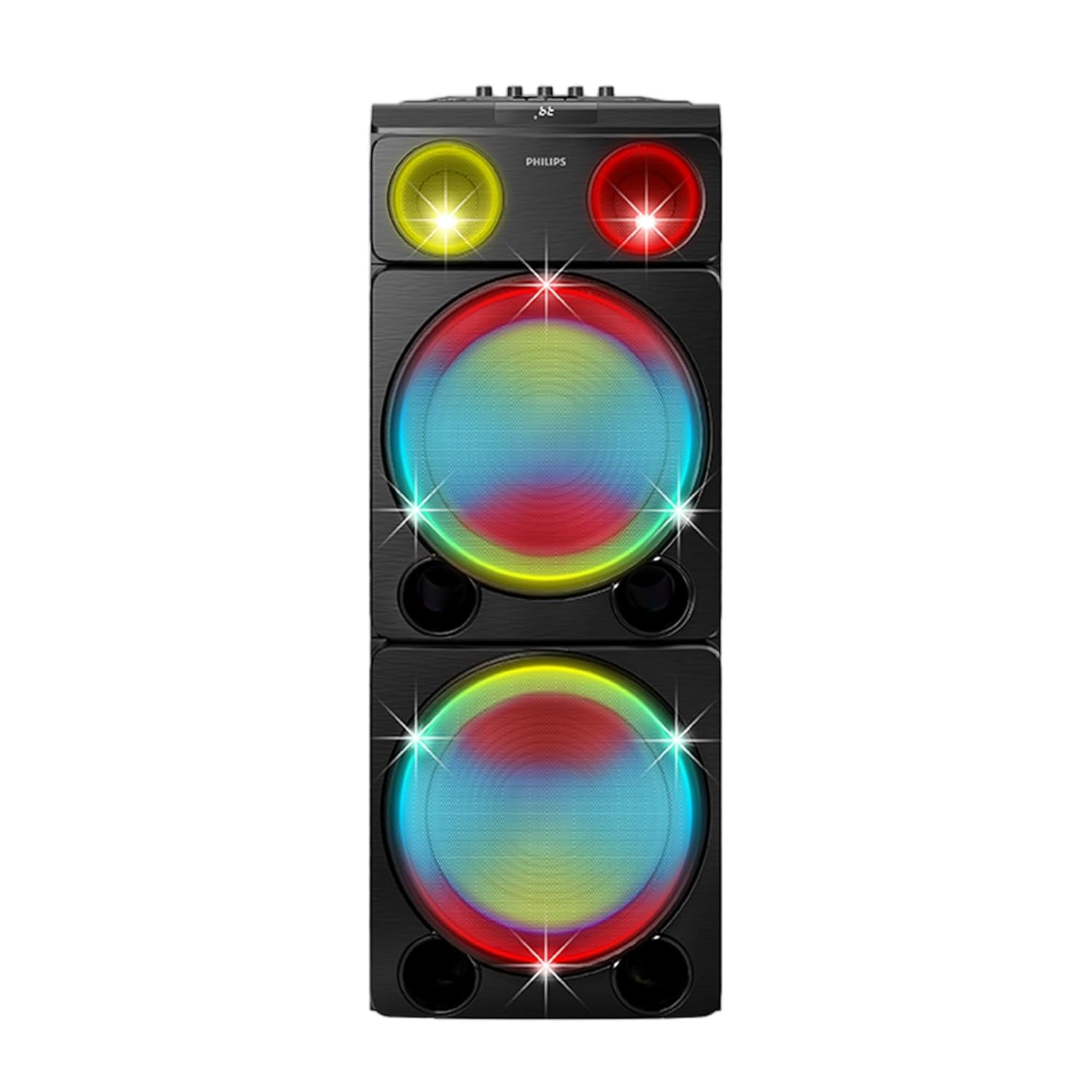 PHILIPS TAX5509 Wireless Bluetooth Party Speaker with Free Mic, 260W Output, Powerful Bass, DJ & Karaoke Effects, Full-Speaker Rainbow Lights, Shake The Room Sound (Black)