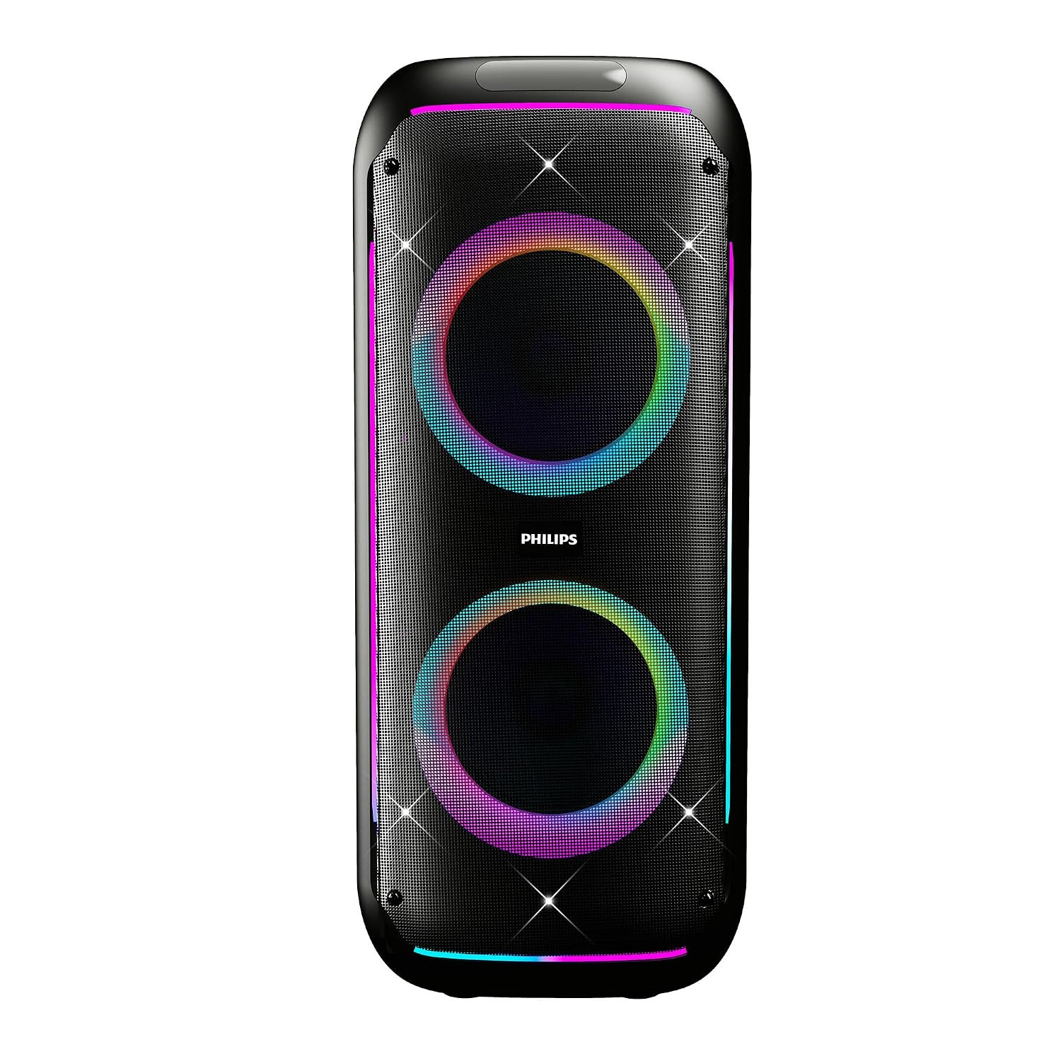 PHILIPS TAX4910/94 120W Wireless Bluetooth Party Speaker with Remote, RGB Lights, 10H Playtime, Bluetooth v5.3, 6000mAh Battery, USB/AUX/Mic/SD Card Input,Portable, Stereo Mode(Deep Black)