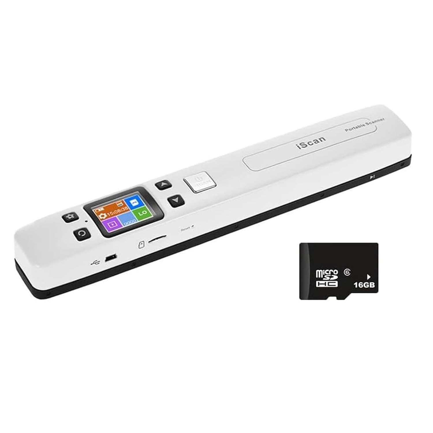 WiFi Portable Handheld Color Photo Scanner for A4 Document,Business Card,Books, Receipt,Pictures up to 1050 DPI,Connect Computer Via Built-in WiFi/USB Cable, Needn't Driver,with 16G SD Card (White)