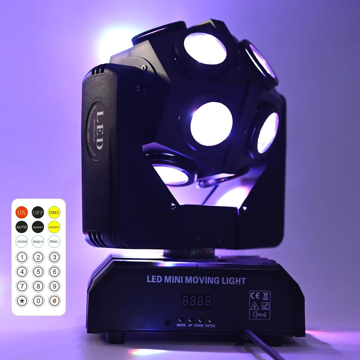 Moving Head DJ Light Party RGBW LED Beam Lights DMX 512 Strobe Light with Sound Activated 360°Rotation Stage Lighting Equipment for Events DJ KTV Disco Wedding Concert Festival