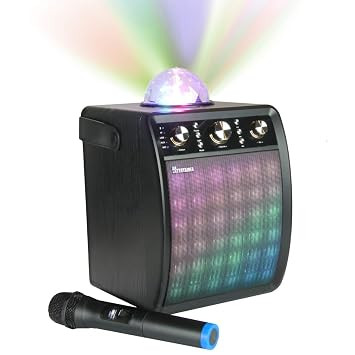 Portable Karaoke Machine & Speaker with Wireless Microphone & Disco Party Light. Mr Entertainer Moonbox (2 x Wireless Microphone)