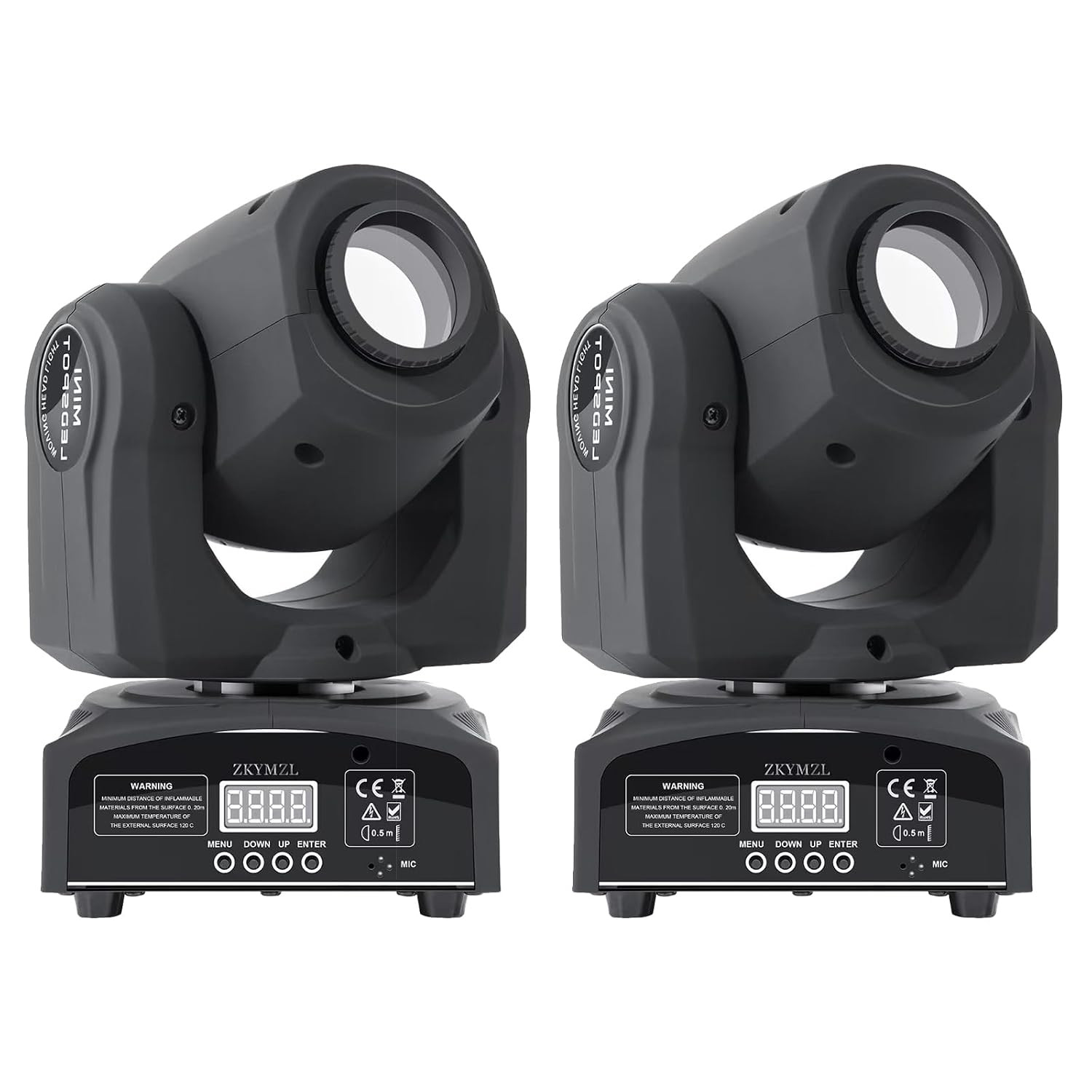 ZKYMZL - 2 x 25W LED DJ Lights with Moving Head, 8 Gobos, 8 Colors, 9/11 Channels, DMX 512, Mini Sound Activated Stage Lighting for Party, Wedding, Disco, Event...